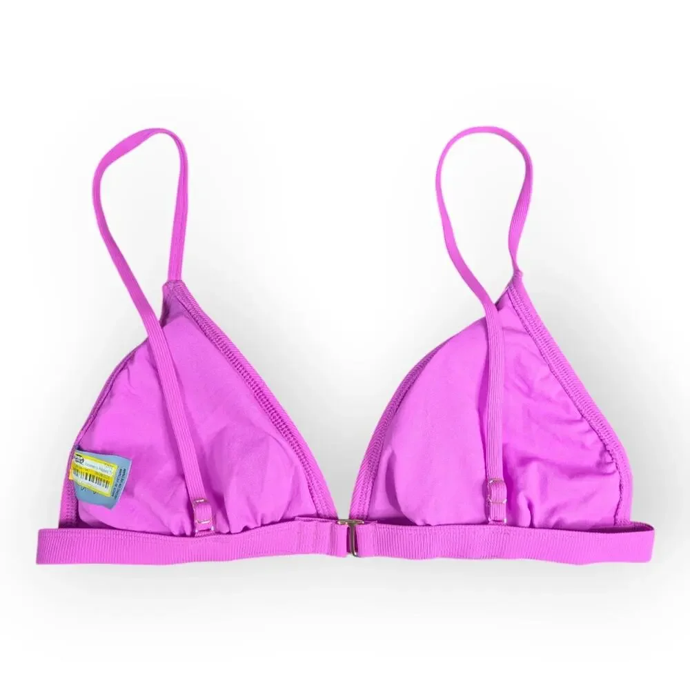 Shade and Shore Pink Ribbed Sporty Triangle Beacg Bikini Top Size Large